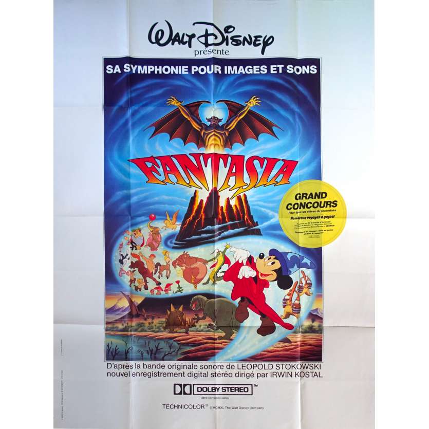 FANTASIA Affiche de film - 120x160 cm. - R1980 - Deems Taylor, Walt Disney