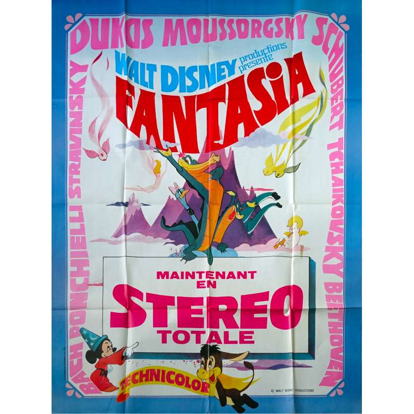 FANTASIA Original Movie Poster  - 47x63 in. - R1960 - Walt Disney, Deems Taylor