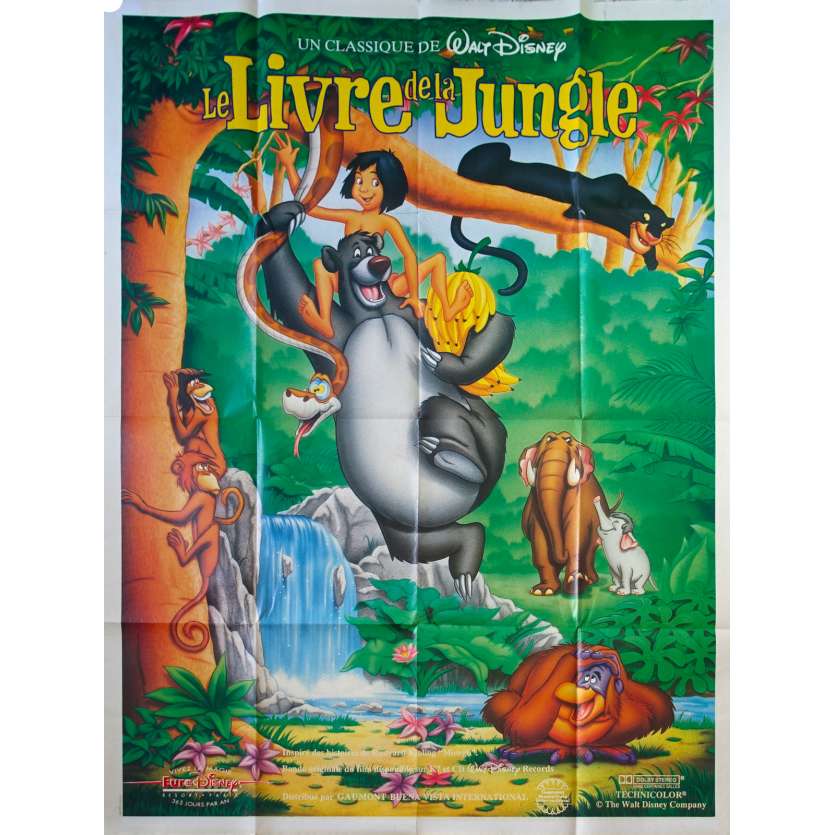 THE JUNGLE BOOK Original Movie Poster  - 47x63 in. - R1980 - Walt Disney, Louis Prima