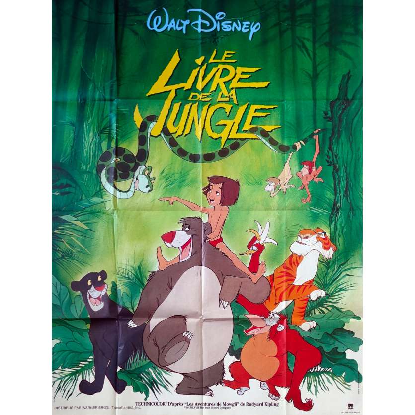 THE JUNGLE BOOK Original Movie Poster  - 47x63 in. - R1970 - Walt Disney, Louis Prima