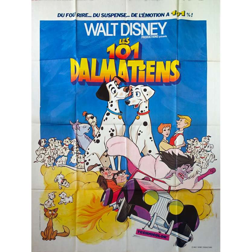 101 DALMATIANS Original Movie Poster  - 47x63 in. - R1970 - Walt Disney, Rod Taylor