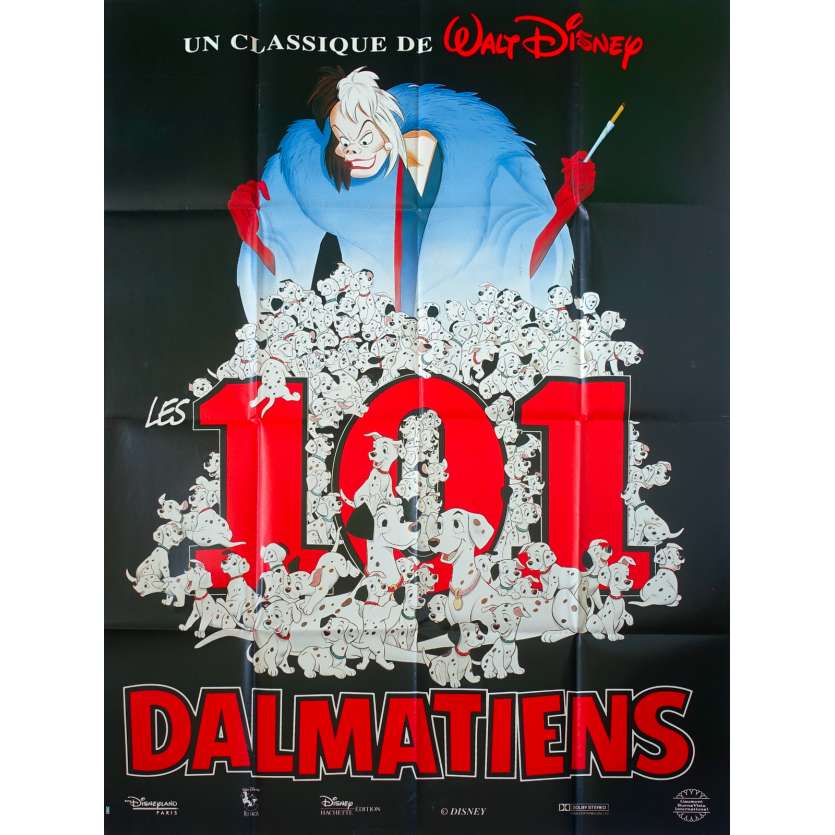 LES 101 DALMATIENS Affiche de film - 120x160 cm. - R1990 - Rod Taylor, Walt Disney