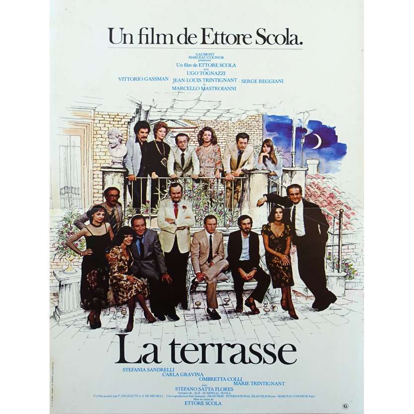 LA TERRASSE Affiche de film  - 40x60 cm. - 1980 - Vittorio Gassman, Ugo Tognazzi, Ettore Scola