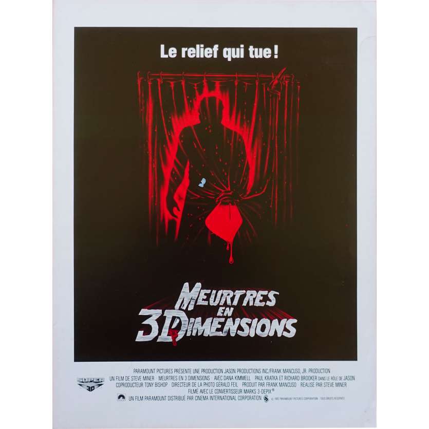 VENDREDI 13 - MEURTRES EN 3 DIMENSIONS Synopsis  - 21x30 cm. - 1982 - Dana Kimmel, Steve Miner