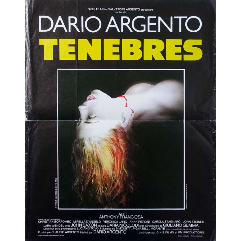 TENEBRES Affiche de film  - 40x60 cm. - 1982 - John Saxon, Dario Argento