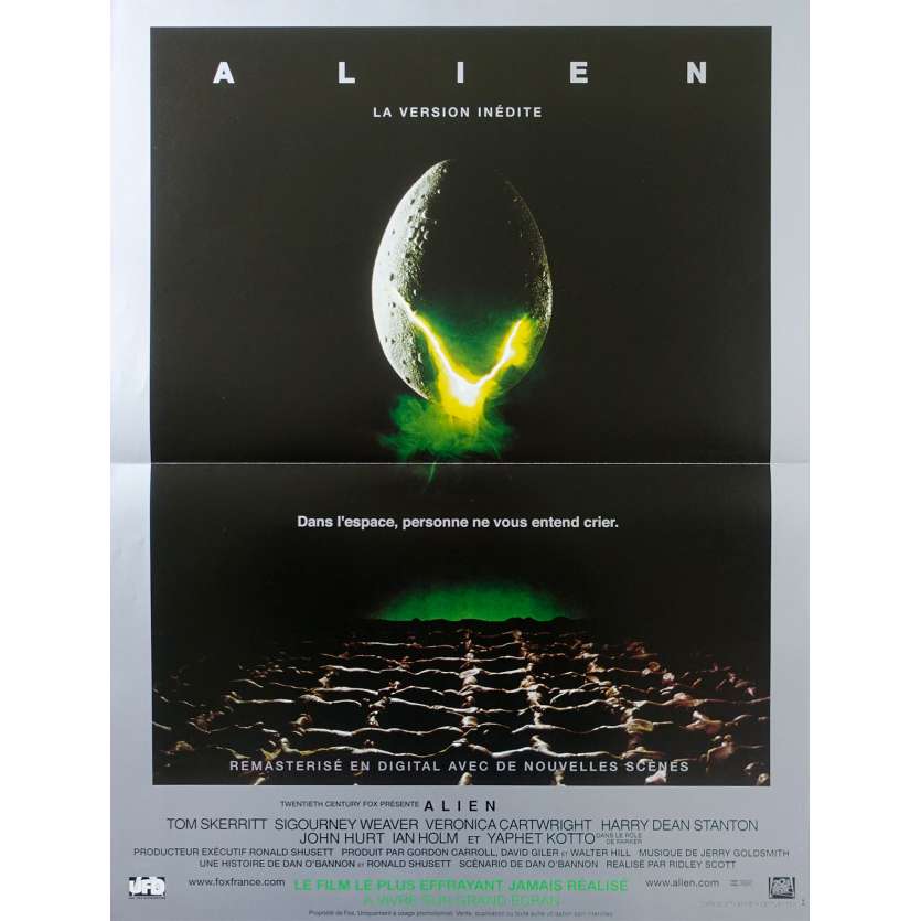 ALIEN Original Movie Poster - 15x21 in. - R1990 - Ridley Scott, Sigourney Weaver
