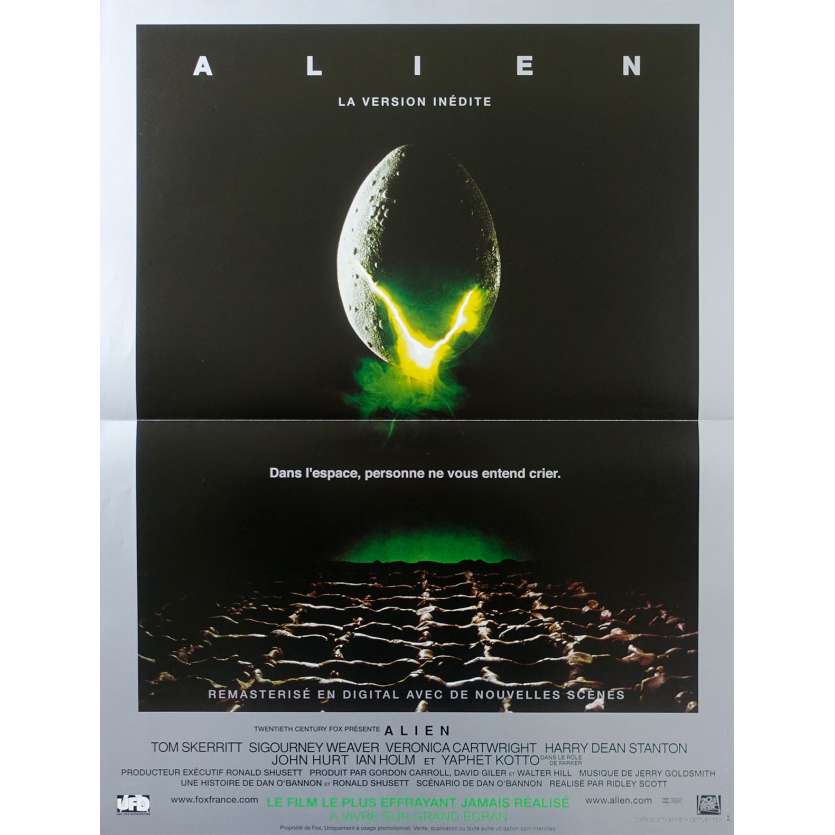 ALIEN Original Movie Poster  - 15x21 in. - R1990 - Ridley Scott, Sigourney Weaver