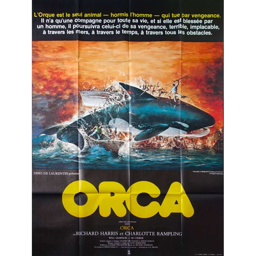 ORCA Affiche de film - 120x160 cm. - 1977 - Richard Harris, Michael Anderson