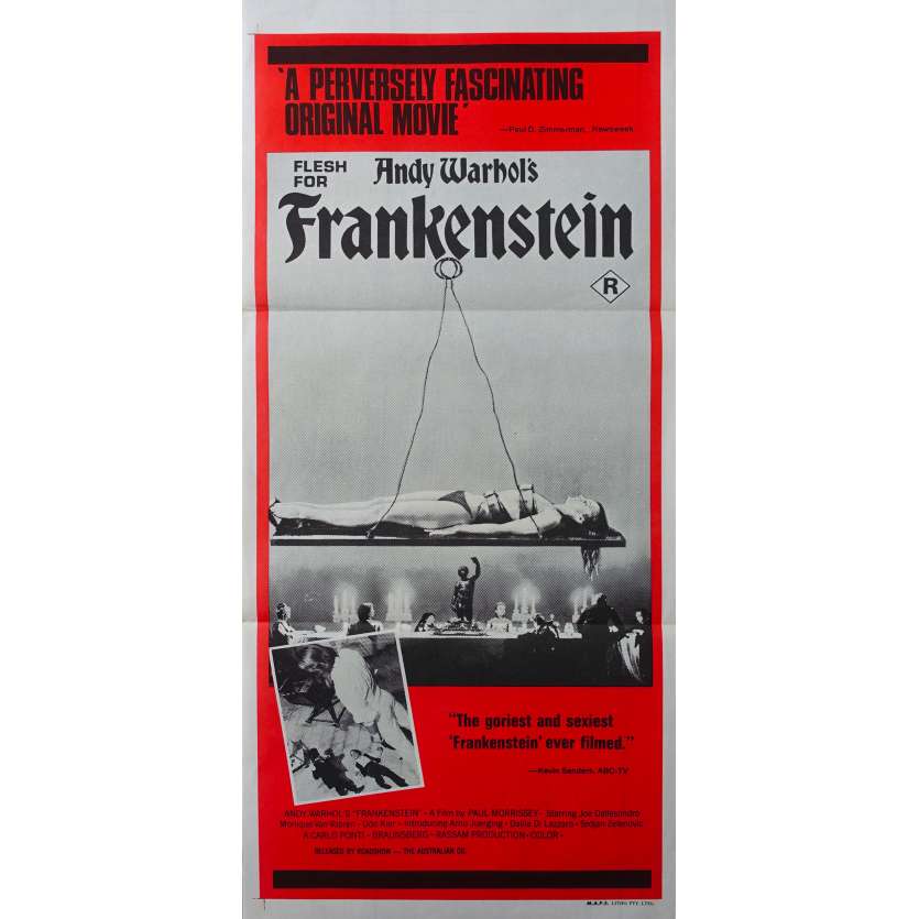 FLESH FOR FRANKENSTEIN Original Movie Poster  - 13x30 in. - 1973 - Paul Morrissey, Joe Dallesandro, Udo Kier