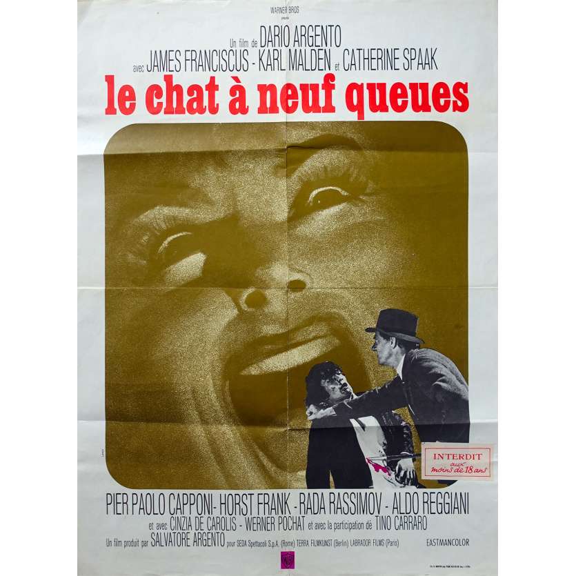 LE CHAT A NEUF QUEUES Affiche de film - 60x80 cm. - 1971 - James Franciscus, Dario Argento