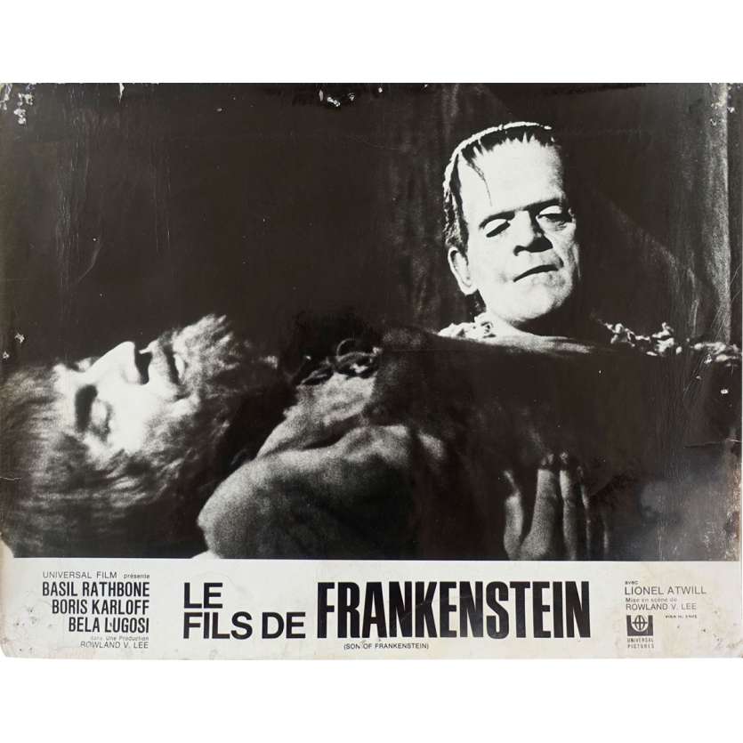 SON OF FRANKENSTEIN Original Lobby Card N01 - 10x12 in. - R1960 - Rowland V. Lee, Boris Karloff, Bela Lugosi