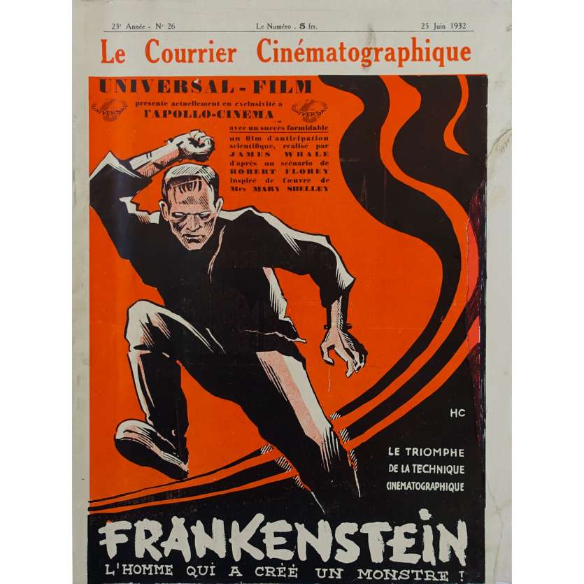 LE COURRIER CINEMATOGRAPHIQUE : FRANKENSTEIN Magazine - 24x30 cm. - 1932 - Boris Karloff, James Whale