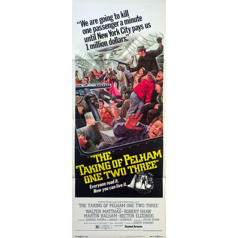 LES PIRATES DU METRO Affiche de film  - 35x91 cm. - 1974 - Walter Matthau, Robert Shaw, Joseph Sargent