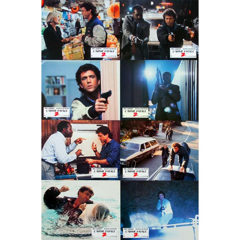 LETHAL WEAPON 2 Original Lobby Cards x8 - 9x12 in. - 1989 - Richard Donner, Mel Gibson