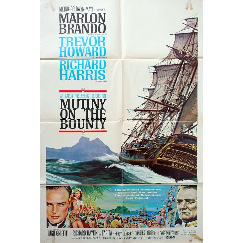 MUTINY ON THE BOUNTY Original Movie Poster  - 27x40 in. - 1962 - Lewis Milestone, Marlon Brando