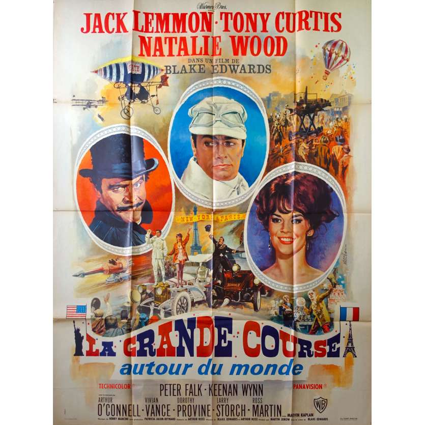 LA GRANDE COURSE AUTOUR DU MONDE Affiche de film  - 120x160 cm. - 1965 - Tony Curtis, Blake Edwards