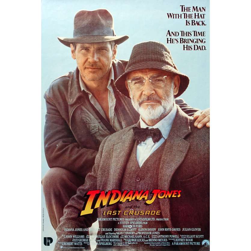 INDIANA JONES ET LA DERNIERE CROISADE Affiche de film - 32x49 cm. - 1989 - Harrison Ford, Steven Spielberg