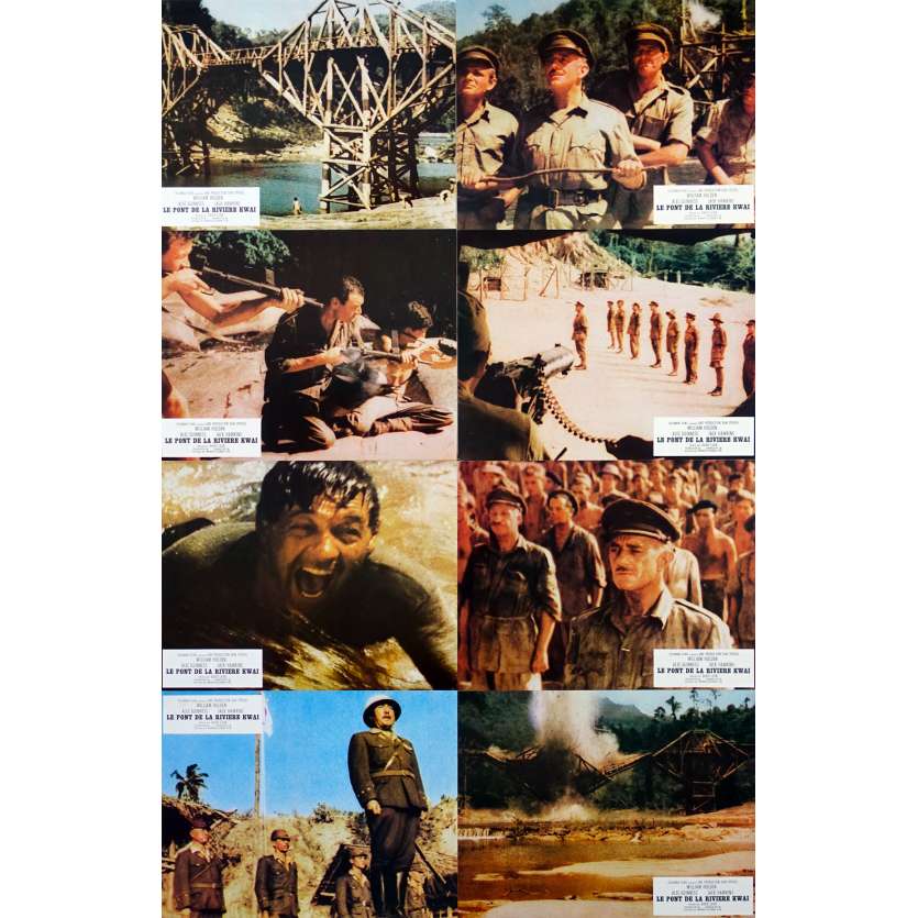 THE BRIDGE ON THE RIVER KWAI Original Lobby Cards x8 - 9x12 in. - 1957 - David Lean, William Holden