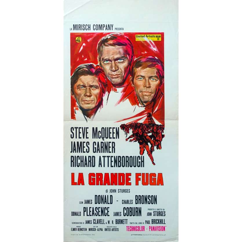LA GRANDE EVASION Affiche de film - 33x71 cm. - 1963 - Steve McQueen, John Sturges