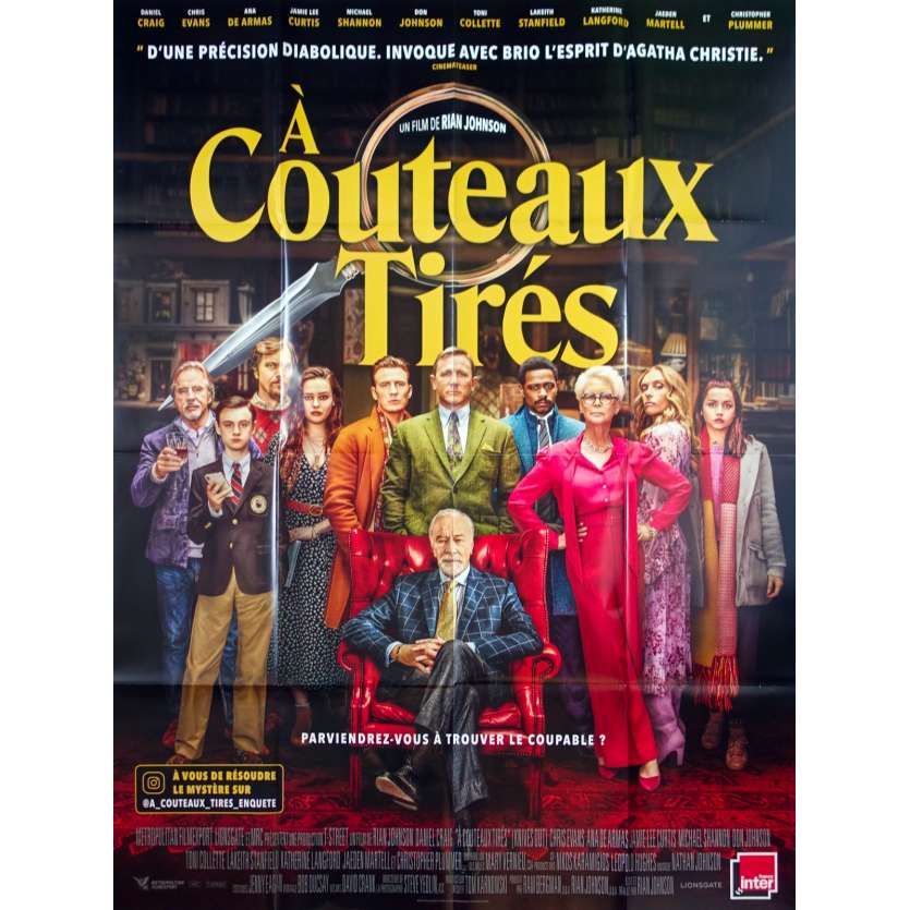 A COUTEAUX TIRES Affiche de film  - 120x160 cm. - 2019 - Daniel Craig, Jamie Lee Curtis, Rian Johnson