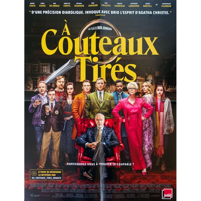 KNIVES OUT Original Movie Poster  - 15x21 in. - 2019 - Rian Johnson, Daniel Craig, Jamie Lee Curtis