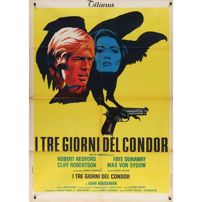 THE 3 DAYS OF THE CONDOR Italian Movie Poster  - 39x55 in. - 1975 - Sydney Pollack, Robert Redford