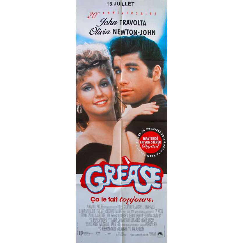 GREASE French Movie Poster  - 23x63 in. - R1980 - Randal Kleiser, John Travolta