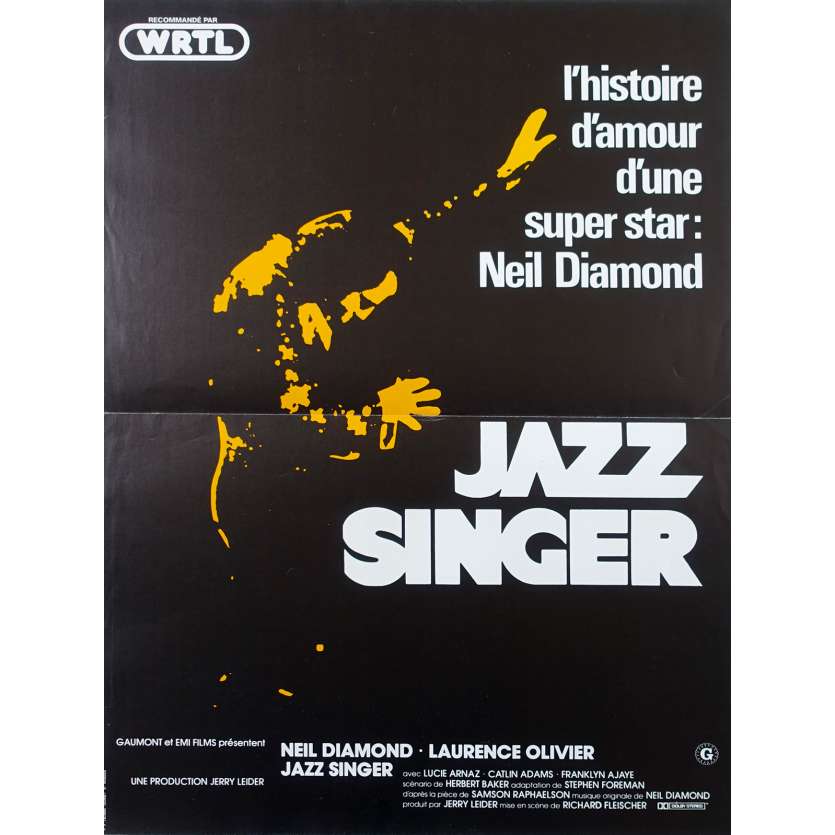 JAZZ SINGER French Movie Poster - 15x21 in. - 1980 - Richard Fleischer, Neil Diamond