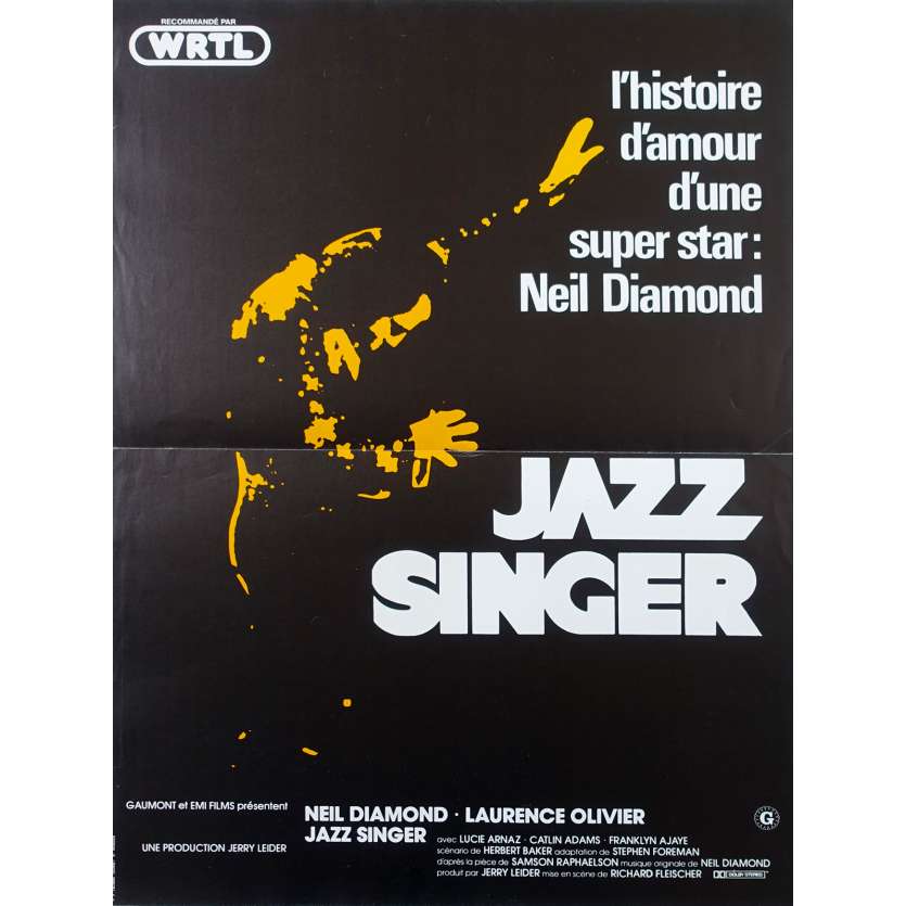JAZZ SINGER French Movie Poster  - 15x21 in. - 1980 - Richard Fleischer, Neil Diamond