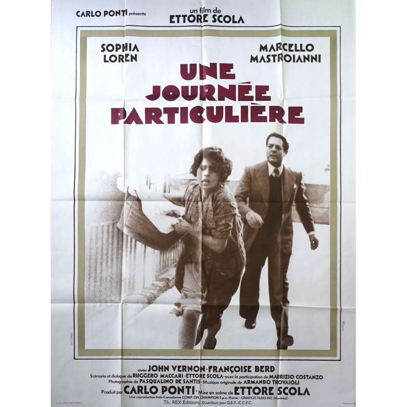 UNE JOURNEE PARTICULIERE Affiche de film - 120x160 cm. - 1977 - Sophia Loren, Marcello Mastroianni, Ettore Scola