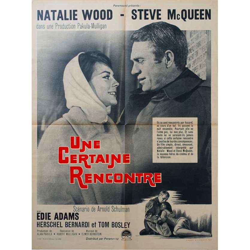 UNE CERTAINE RENCONTRE Affiche de film  - 60x80 cm. - 1962 - Steve McQueen, Robert Mulligan