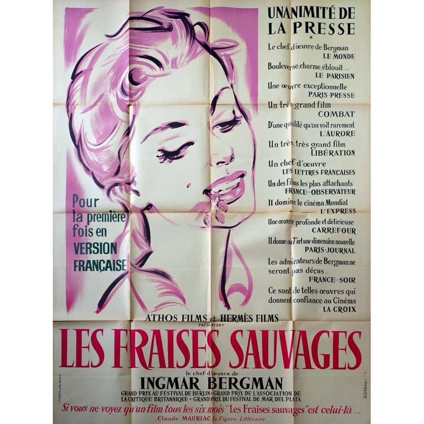 WILD STRAWBERIES French Movie Poster - 47x63 in. - 1957 - Ingmar Bergman, Bibi Andersson, Ingrid Thulin