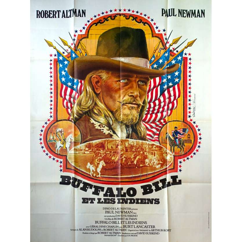 BUFFALO BILL AND THE INDIANS French Movie Poster - 47x63 in. - 1976 - Robert Altman, Paul Newman