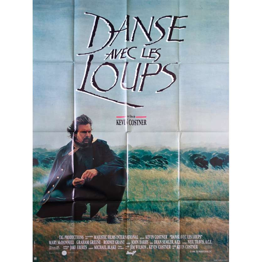 DANCE WITH WOLVES French Movie Poster - 47x63 in. - 1990 - Kevin Costner, Mary McDowell