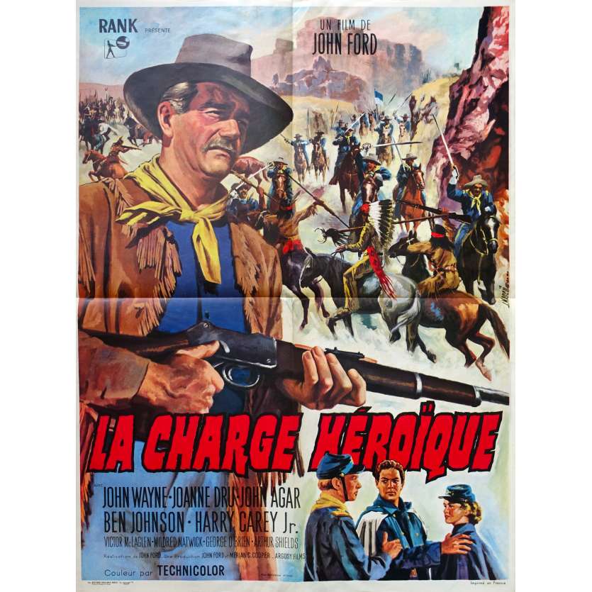 SHE WORE A YELLOW RIBBON French Movie Poster - 23x32 in. - R1960 - John Ford, John Wayne