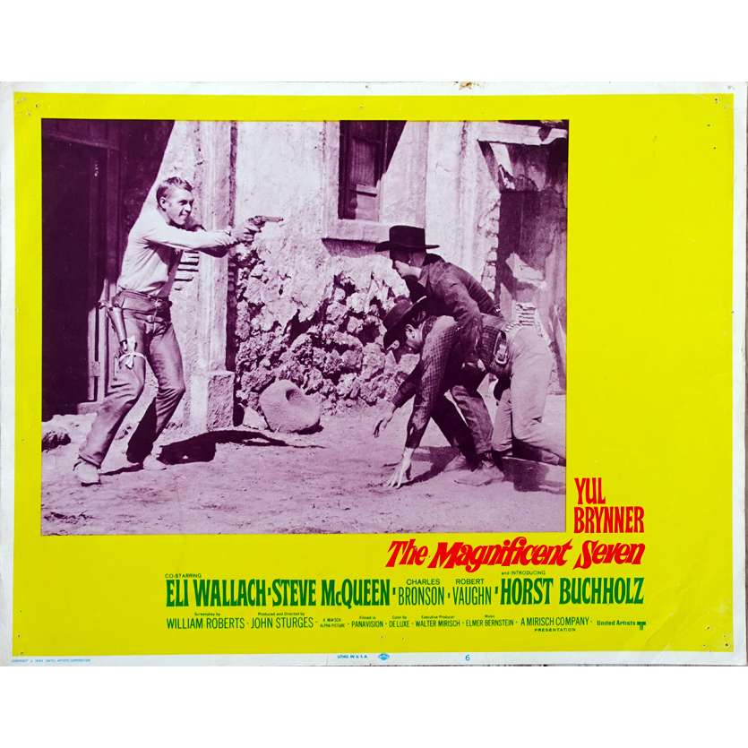 MAGNIFICENT SEVEN US Lobby Card N06 - 11x14 in. - R1980 - Yul Brynner, Steve McQueen