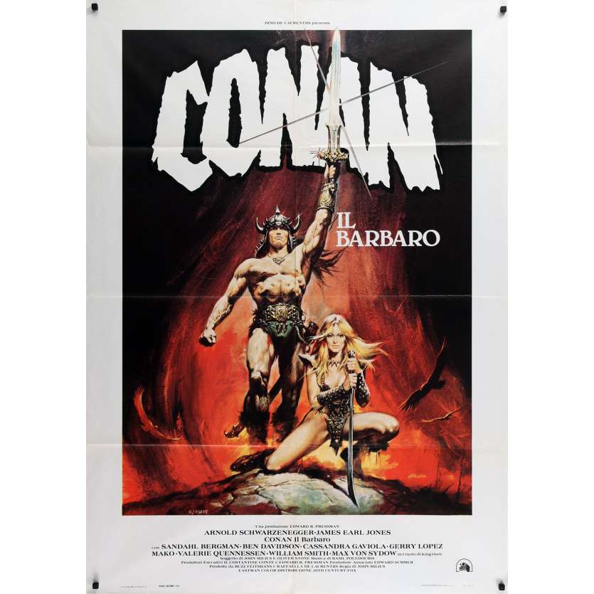 CONAN THE BARBARIAN Italian Movie Poster  - 39x55 in. - 1982 - John Milius, Arnold Schwarzenegger