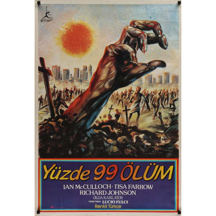 ZOMBIE Turkish Movie Poster  - 27x39 in. - 1979 - Lucio Fulci, Tisa Farrow