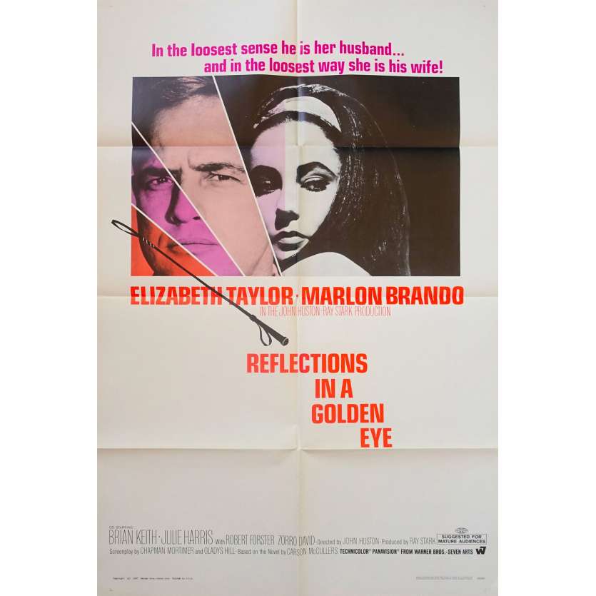 REFLECTIONS IN A GOLDEN EYE US Movie Poster - 27x40 in. - 1967 - John Huston, Liz Taylor, Marlon Brando
