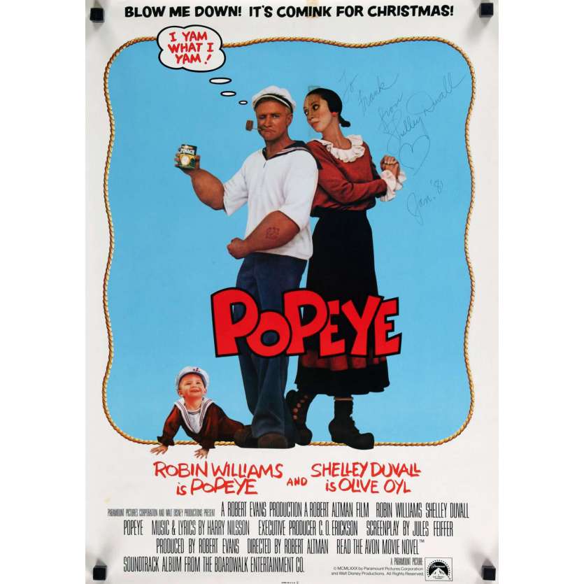 POPEYE Affiche signée par Shelley Duvall 43x60 - 1980 - Robert Altman