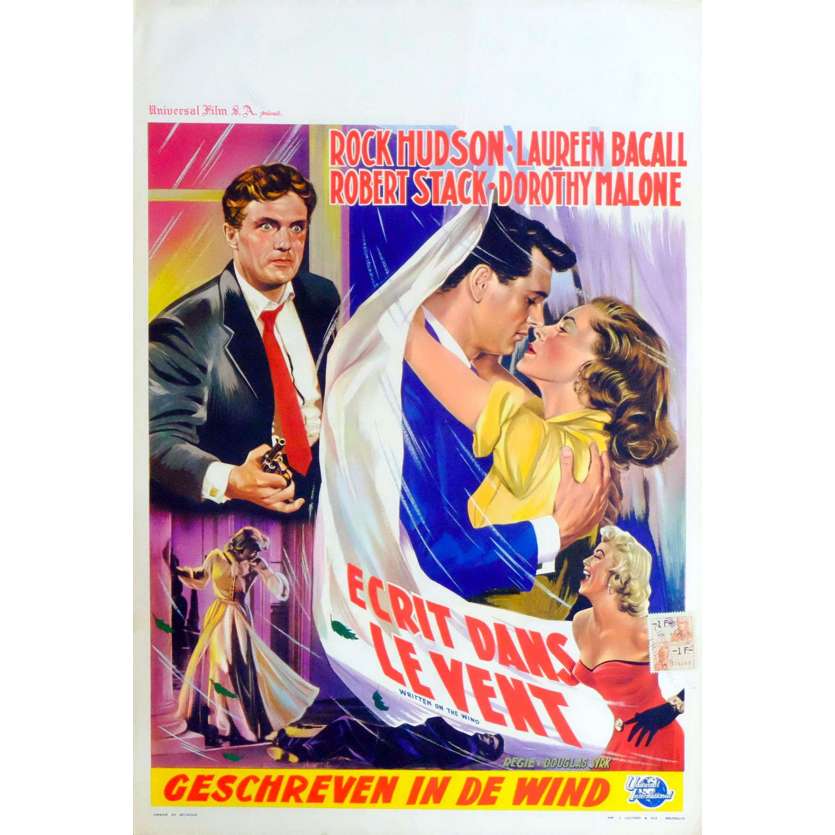 WRITTEN ON THE WIND Belgian Movie Poster 14x22 - 1956 - Douglas Sirk, Rock Hudson