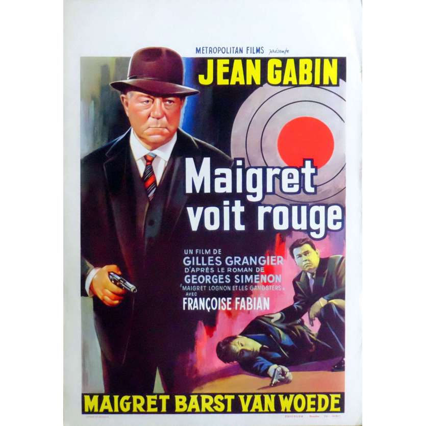 MAIGRET VOIT ROUGE Affiche de film 35X55 - 1963 - Jean Gabin, Gilles Grangier