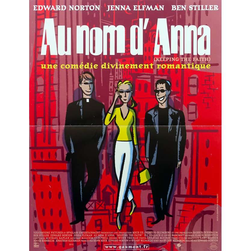 AU NOM D'ANNA Affiche de film  - 40x60 cm. - 2000 - Ben Stiller, Edward Norton