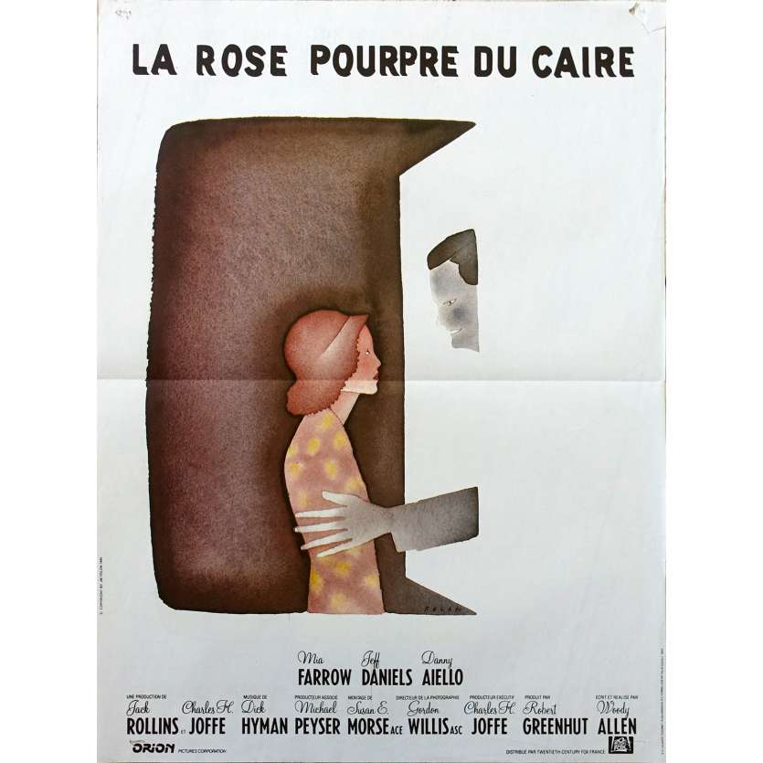 THE PURPLE ROSE OF CAIRO Original Movie Poster - 15x21 in. - 1985 - Woody Allen, Mia Farrow