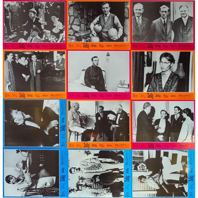 ZELIG Original Lobby Cards x12 - 9x12 in. - 1983 - Woody Allen, Mia Farrow