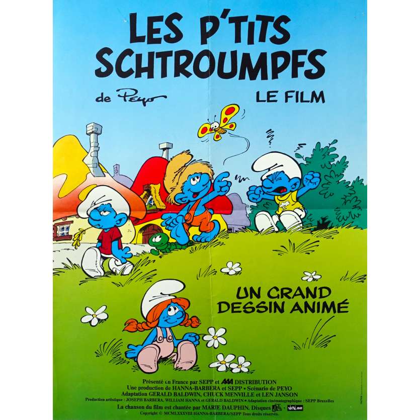 LES P'TITS SCHTROUMPFS Original Movie Poster - 15x21 in. - 1988 - William Hanna, Albert Augier
