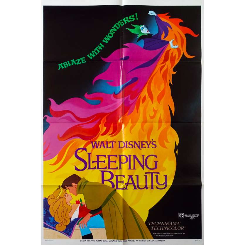 LA BELLE AU BOIS DORMANT Affiche de film  - 69x102 cm. - R1970 - Mary Costa, Walt Disney
