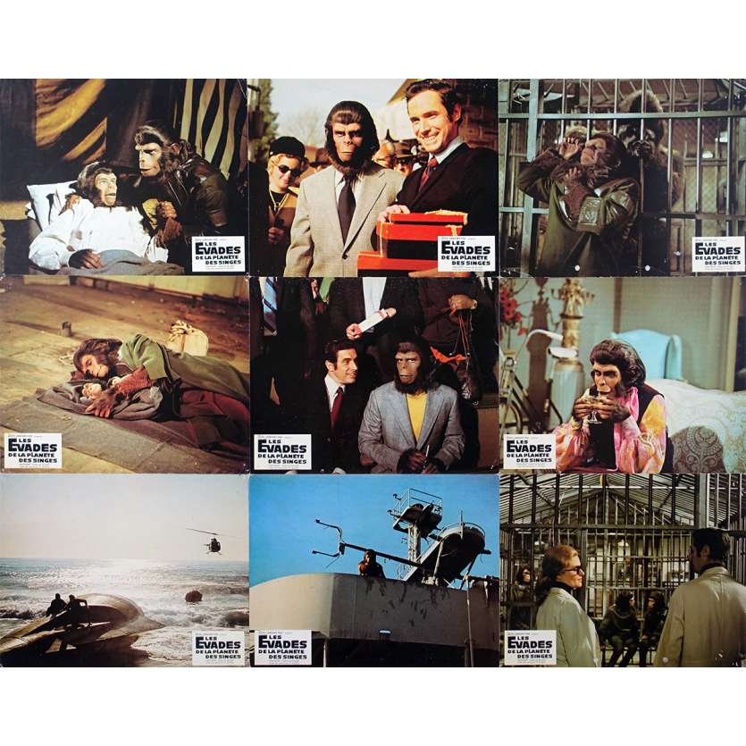 ESCAPE FROM THE PLANET OF THE APES Original Lobby Cards x9 - 10x12 in. - 1971 - Don Taylor, Roddy McDowall