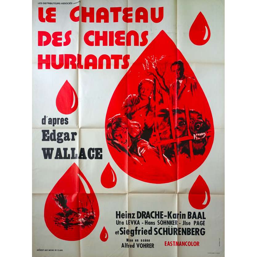 LE CHATEAU DES CHIENS HURLANTS Affiche de film 120x160 - 1968 - Heinz Drache, Edgar Wallace