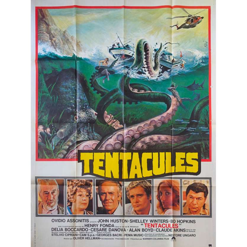 TENTACULES Affiche de film - 120x160 cm. - 1977 - John Huston, Ovidio G. Assonitis
